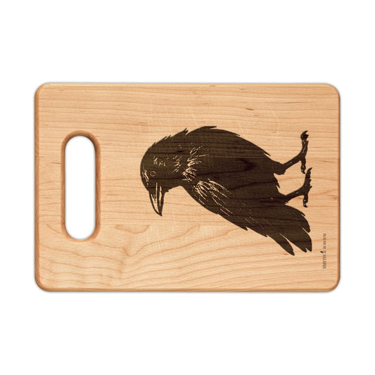 Raven Illustration Wooden Cutting Board | Engraved Serving Board | Minimalist Rustic Design | Housewarming Gift | Smith & Raven