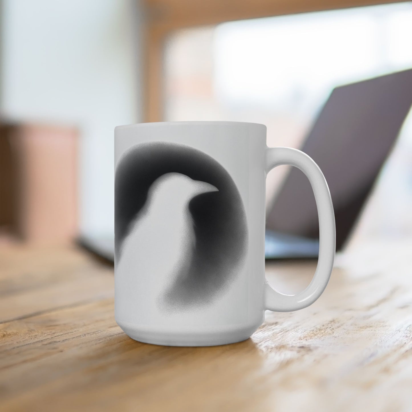 Smith & Raven | Ghostly Raven Silhouette | White Ceramic Mug | 11oz, 15oz