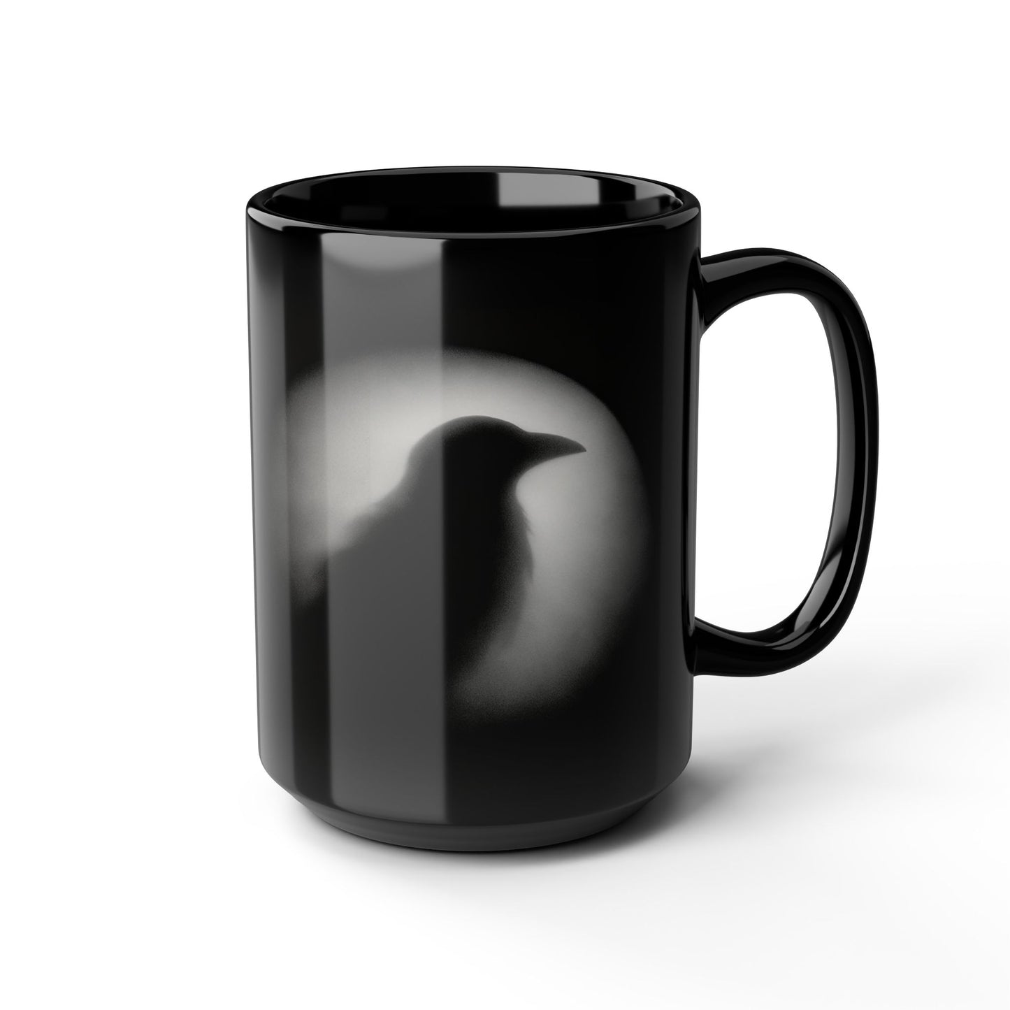 Smith & Raven | Ghostly Raven Silhouette | Black Ceramic Mug | 11oz, 15oz