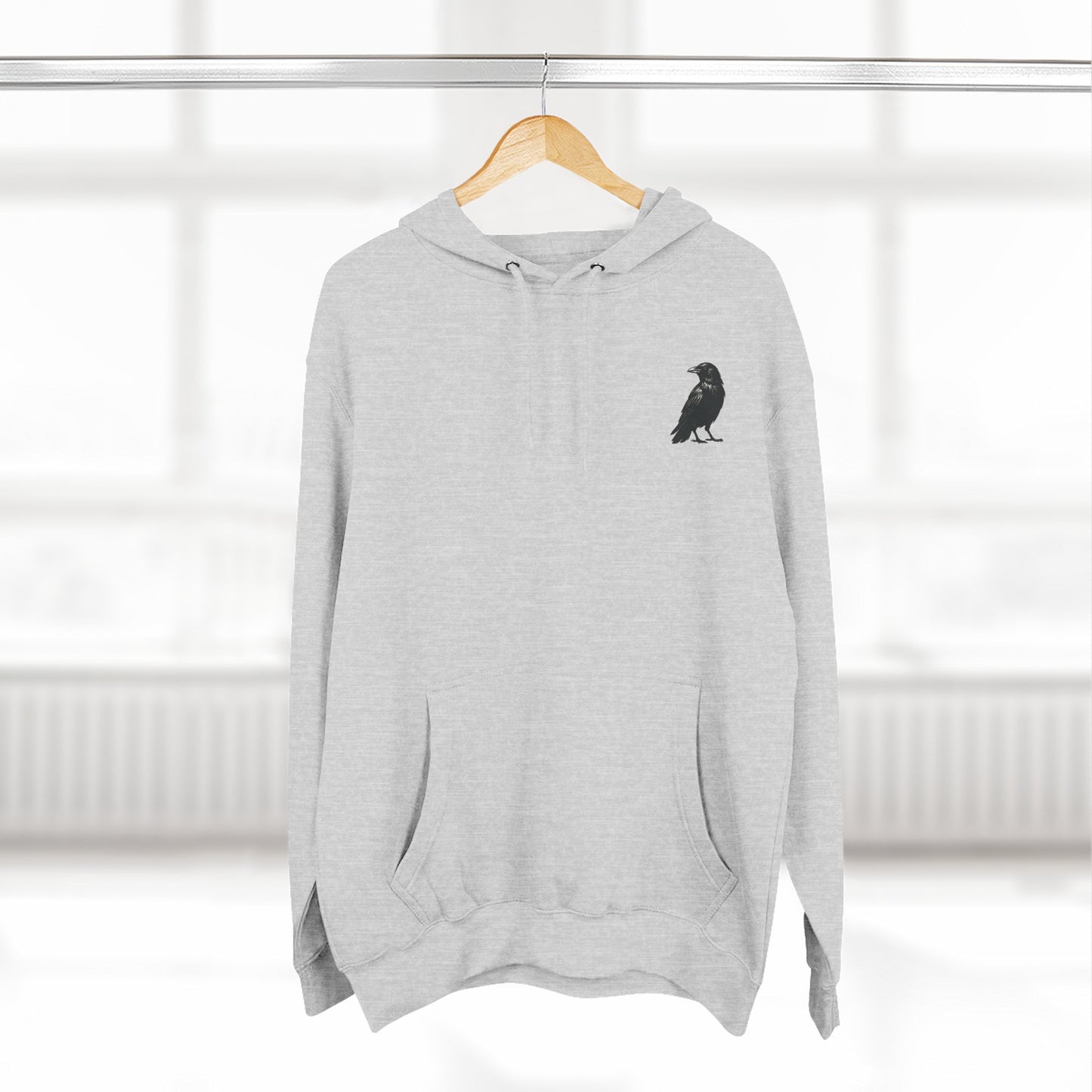 Smith & Raven | Ghostly Raven Silhouette Hoodie | Heather Grey, Charcoal Grey