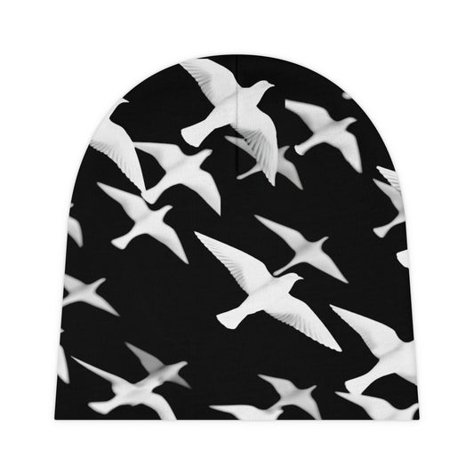 Smith & Raven | Flock of Seagulls Baby Beanie | Black w/White Birds