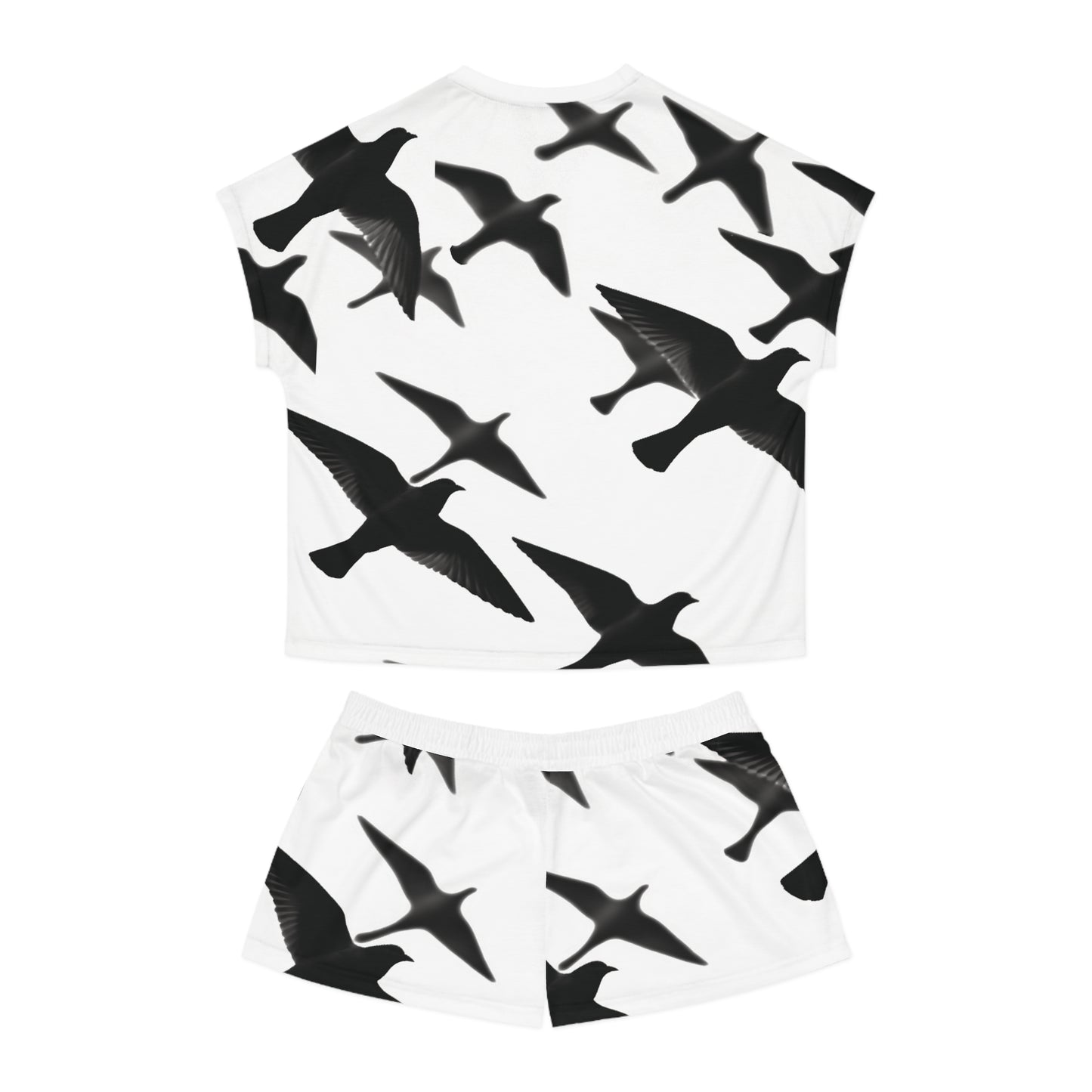 Smith & Raven | Flock of Seagulls Women's Short Pajama Set | White w/Black Birds