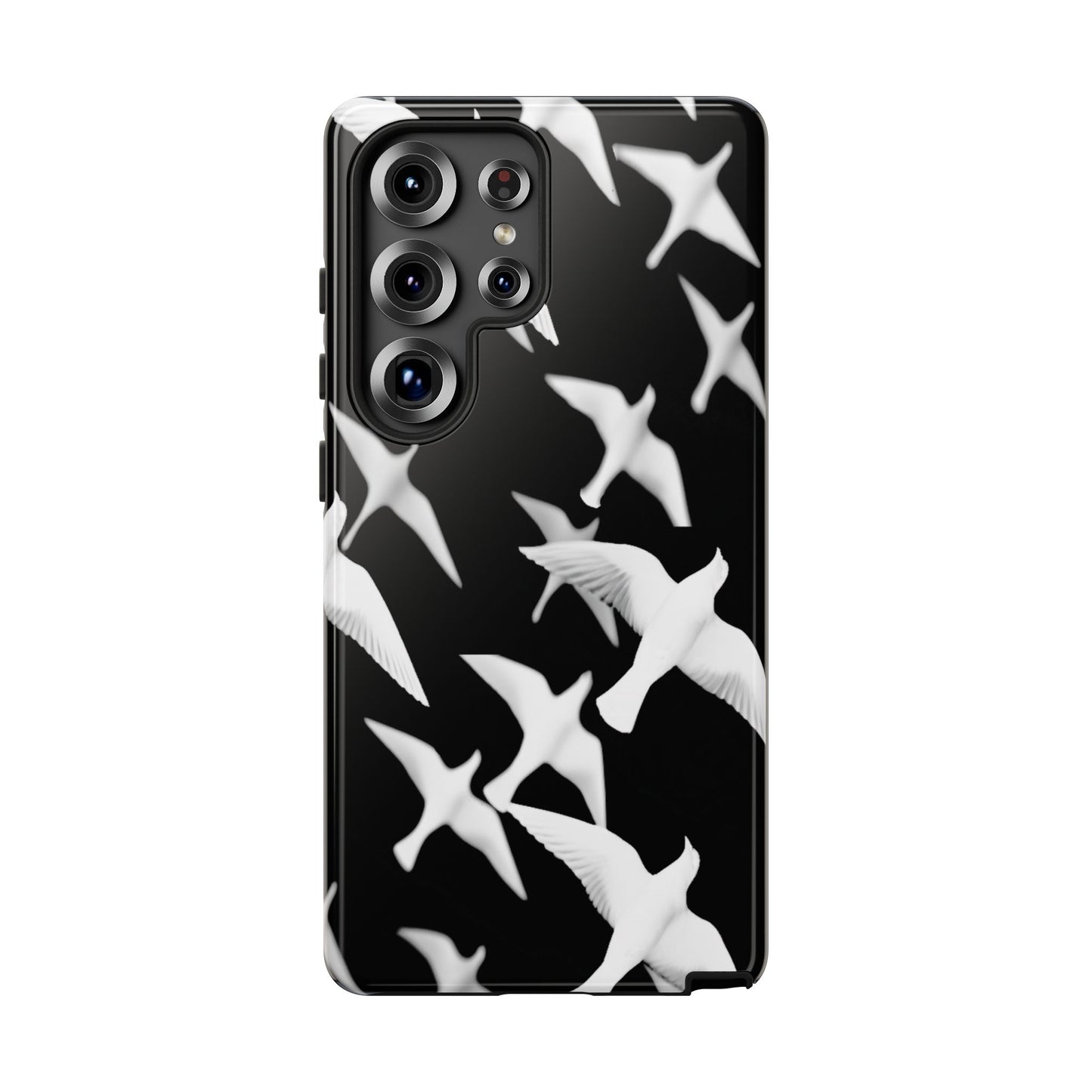 Smith & Raven | Flock of Seagulls Tough Case | Black w/White Bird Pattern | Phone Case