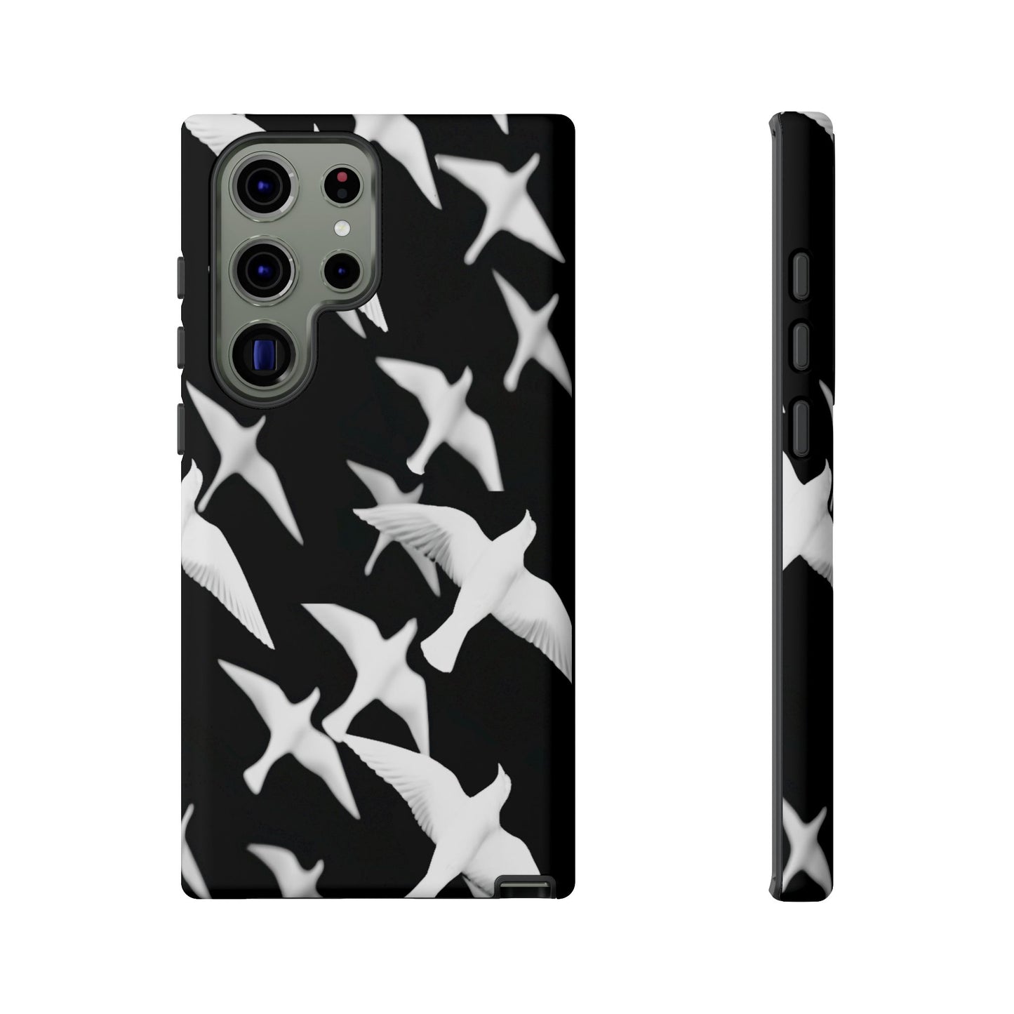 Smith & Raven | Flock of Seagulls Tough Case | Black w/White Bird Pattern | Phone Case