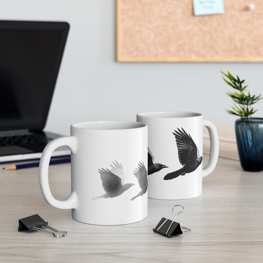 Smith & Raven | Flying Ravens Mug | White Ceramic Coffee Mug | 11oz, 15oz