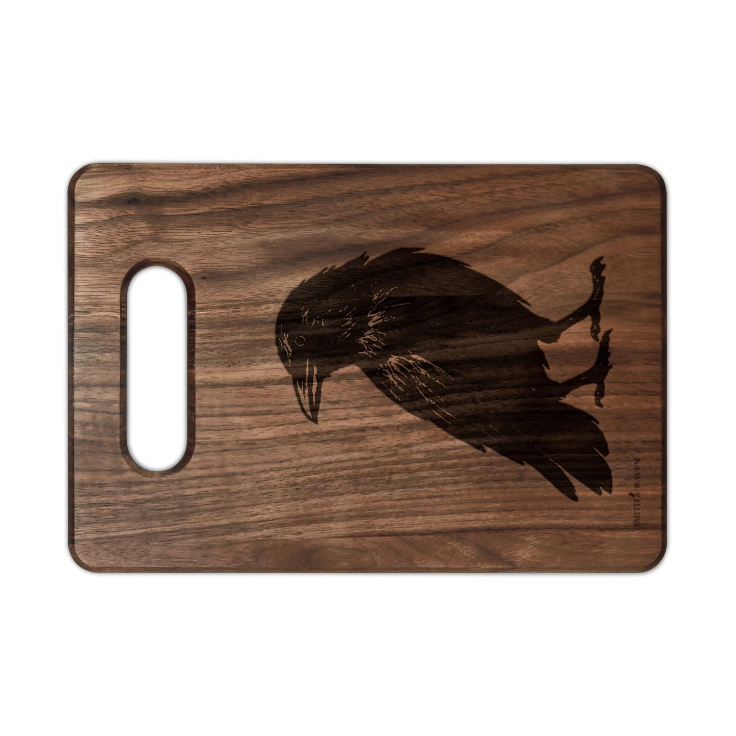 Raven Illustration Wooden Cutting Board | Engraved Serving Board | Minimalist Rustic Design | Housewarming Gift | Smith & Raven