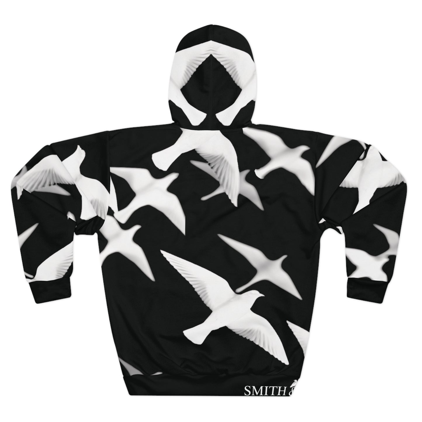 Smith & Raven | Flock of Seagulls Silhouette Hoodie | Black w/White Bird Print