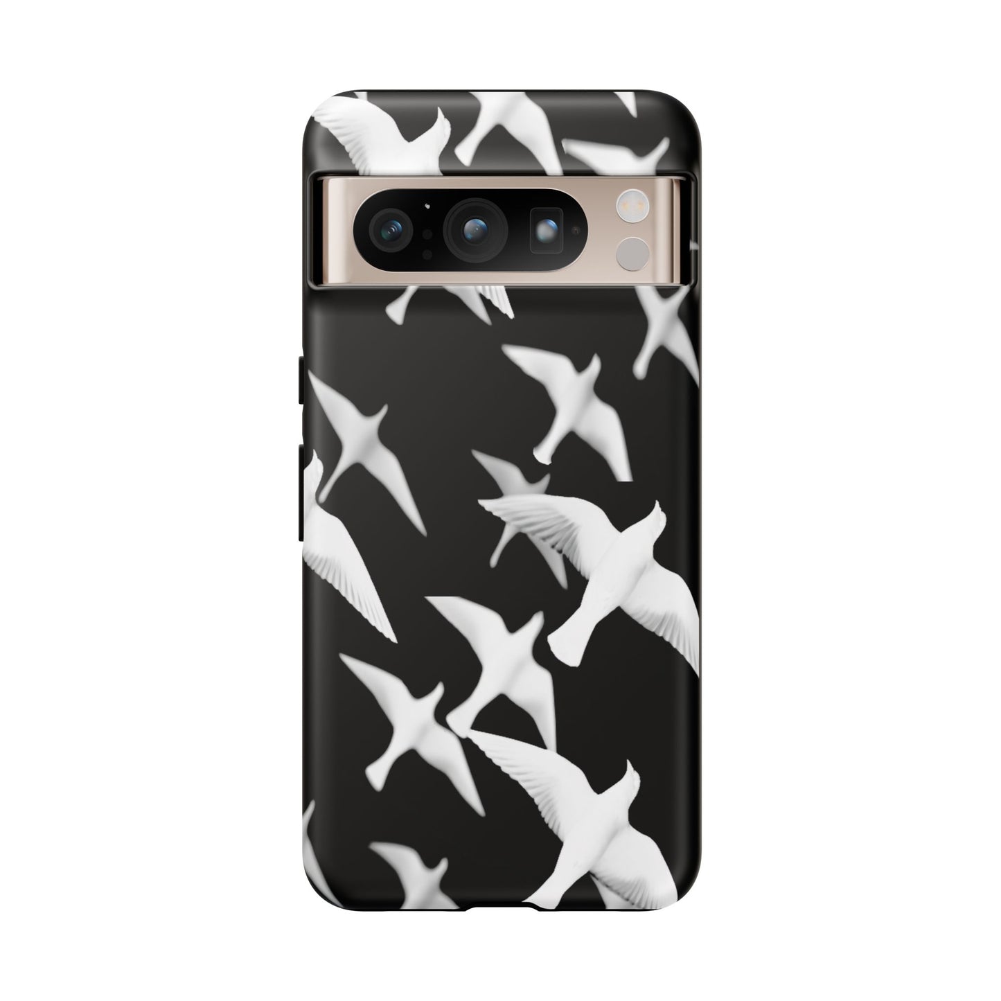 Smith & Raven | Flock of Seagulls Tough Case | Black w/White Bird Pattern | Phone Case