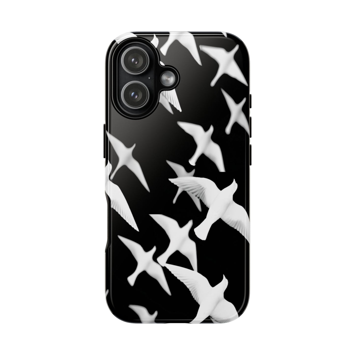 Smith & Raven | Flock of Seagulls Tough Case | Black w/White Bird Pattern | Phone Case