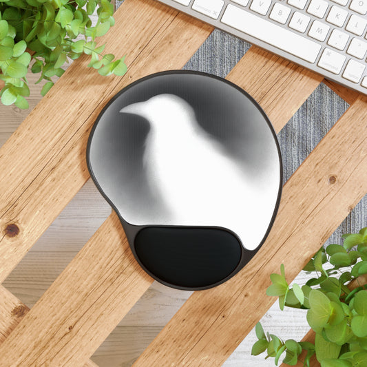 Smith & Raven | White Raven Silhouette | Mouse Pad with Wrist Rest
