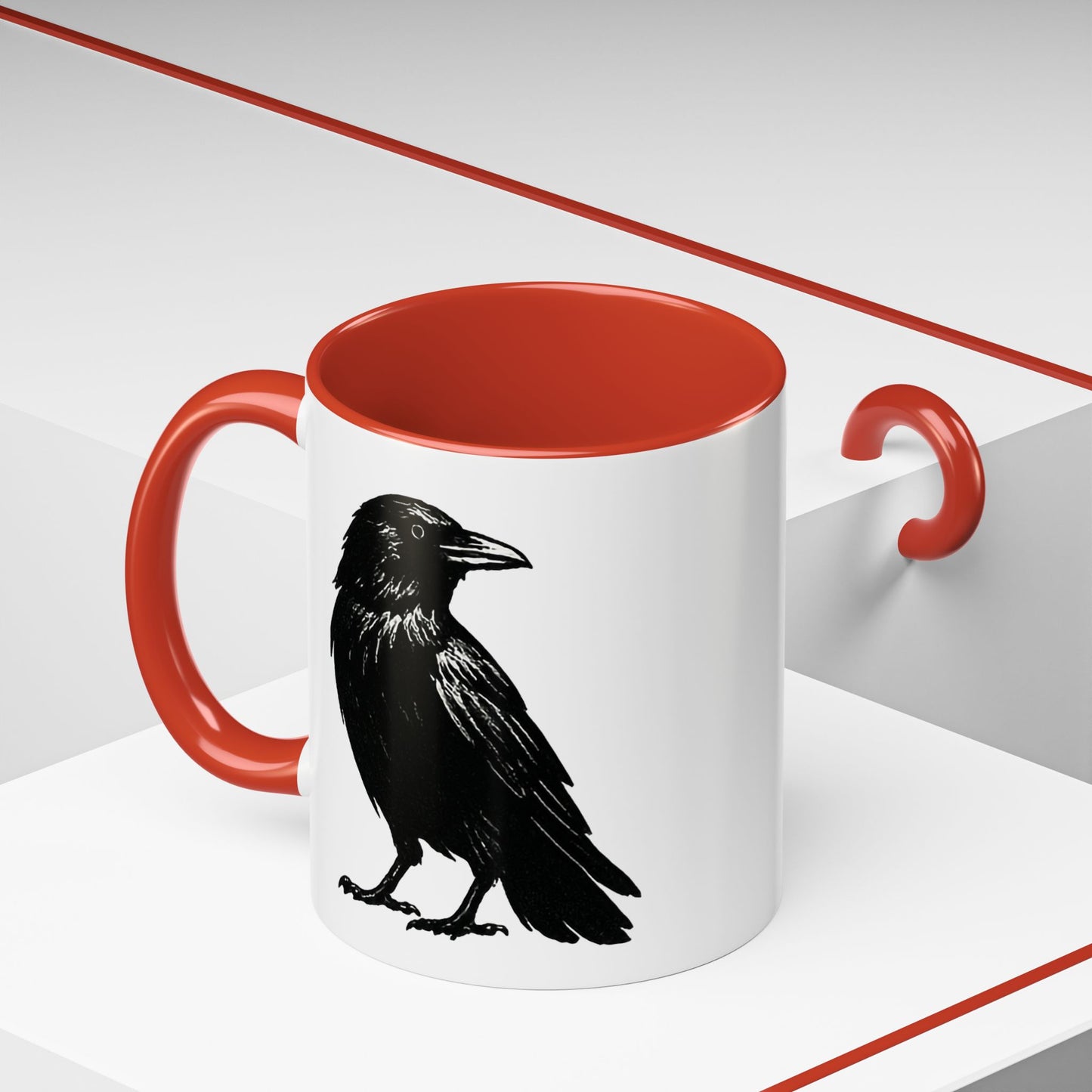 Smith & Raven | Black Raven Illustration | Accent Color Mugs | 11oz, 15oz