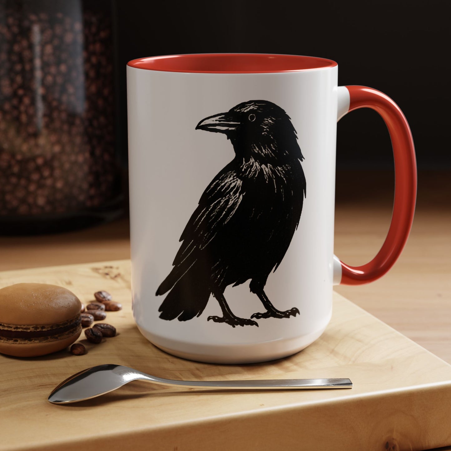 Smith & Raven | Black Raven Illustration | Accent Color Mugs | 11oz, 15oz