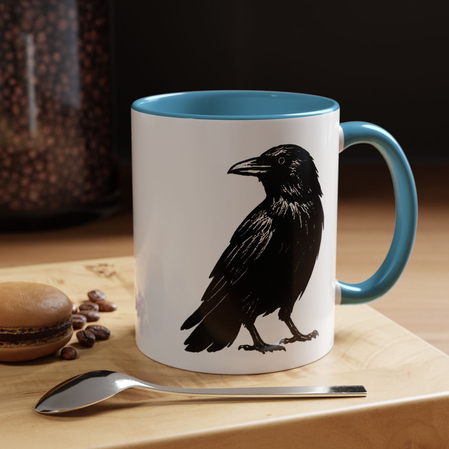 Smith & Raven | Black Raven Illustration | Accent Color Mugs | 11oz, 15oz