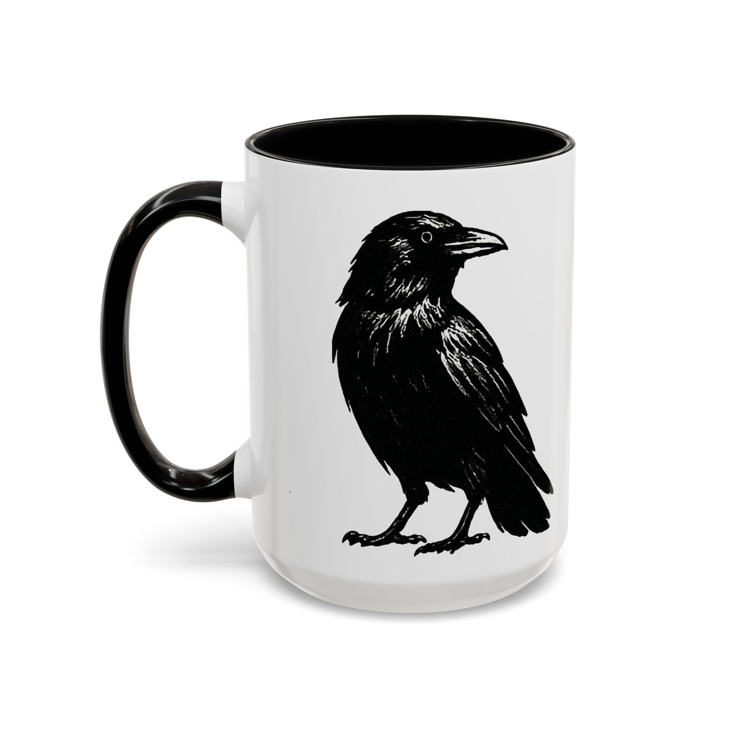 Smith & Raven | Black Raven Illustration | Accent Color Mugs | 11oz, 15oz