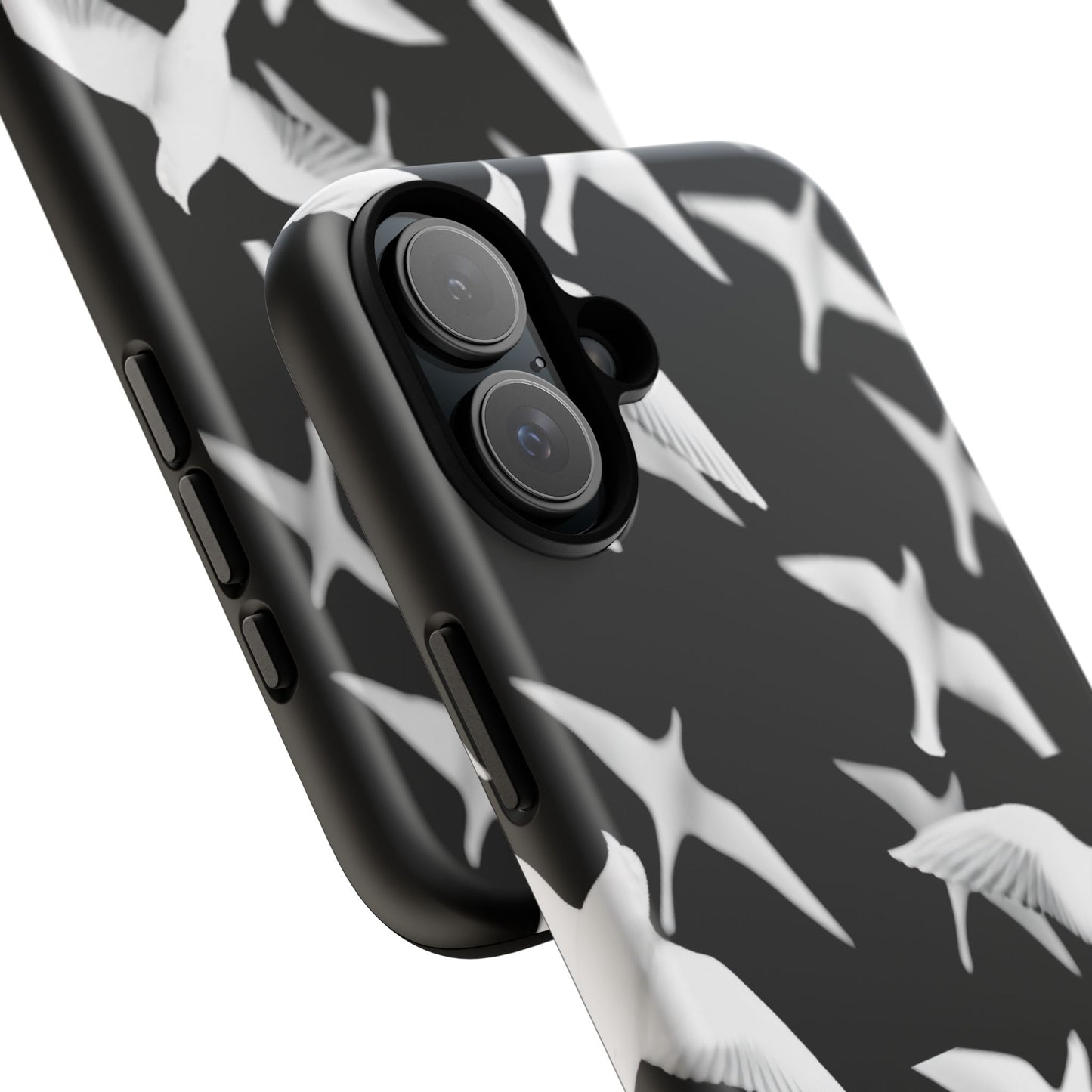 Smith & Raven | Flock of Seagulls Tough Case | Black w/White Bird Pattern | Phone Case