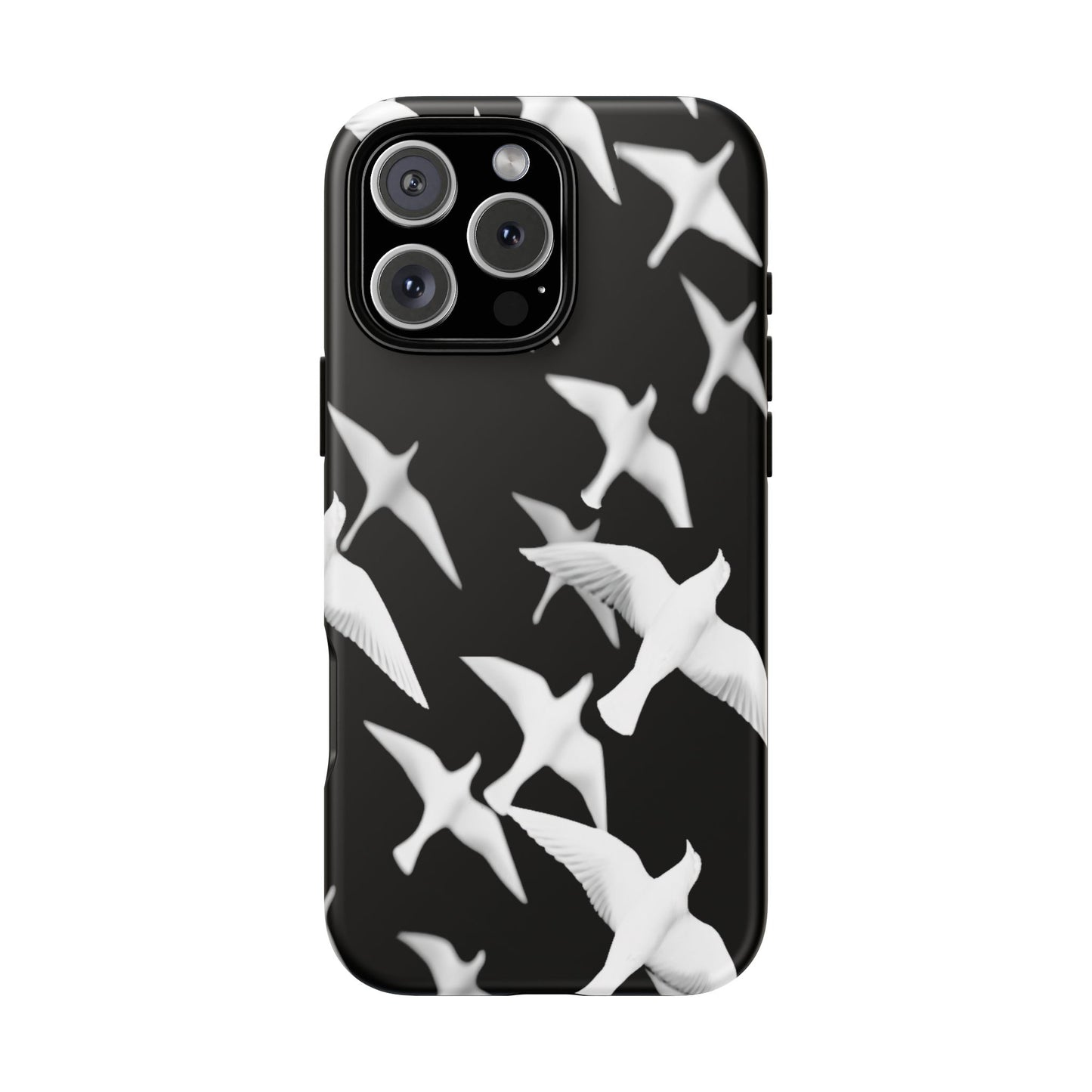 Smith & Raven | Flock of Seagulls Tough Case | Black w/White Bird Pattern | Phone Case