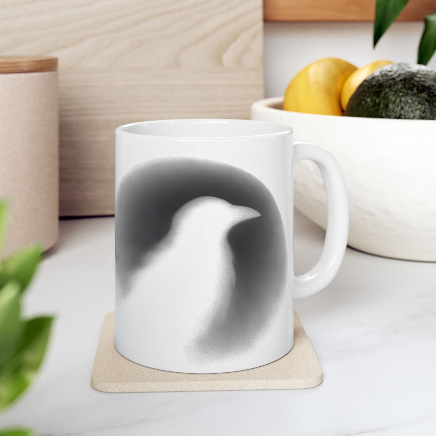 Smith & Raven | Ghostly Raven Silhouette | White Ceramic Mug | 11oz, 15oz