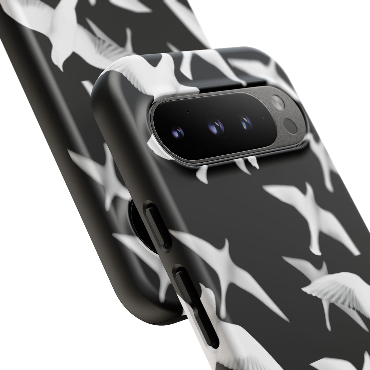 Smith & Raven | Flock of Seagulls Tough Case | Black w/White Bird Pattern | Phone Case