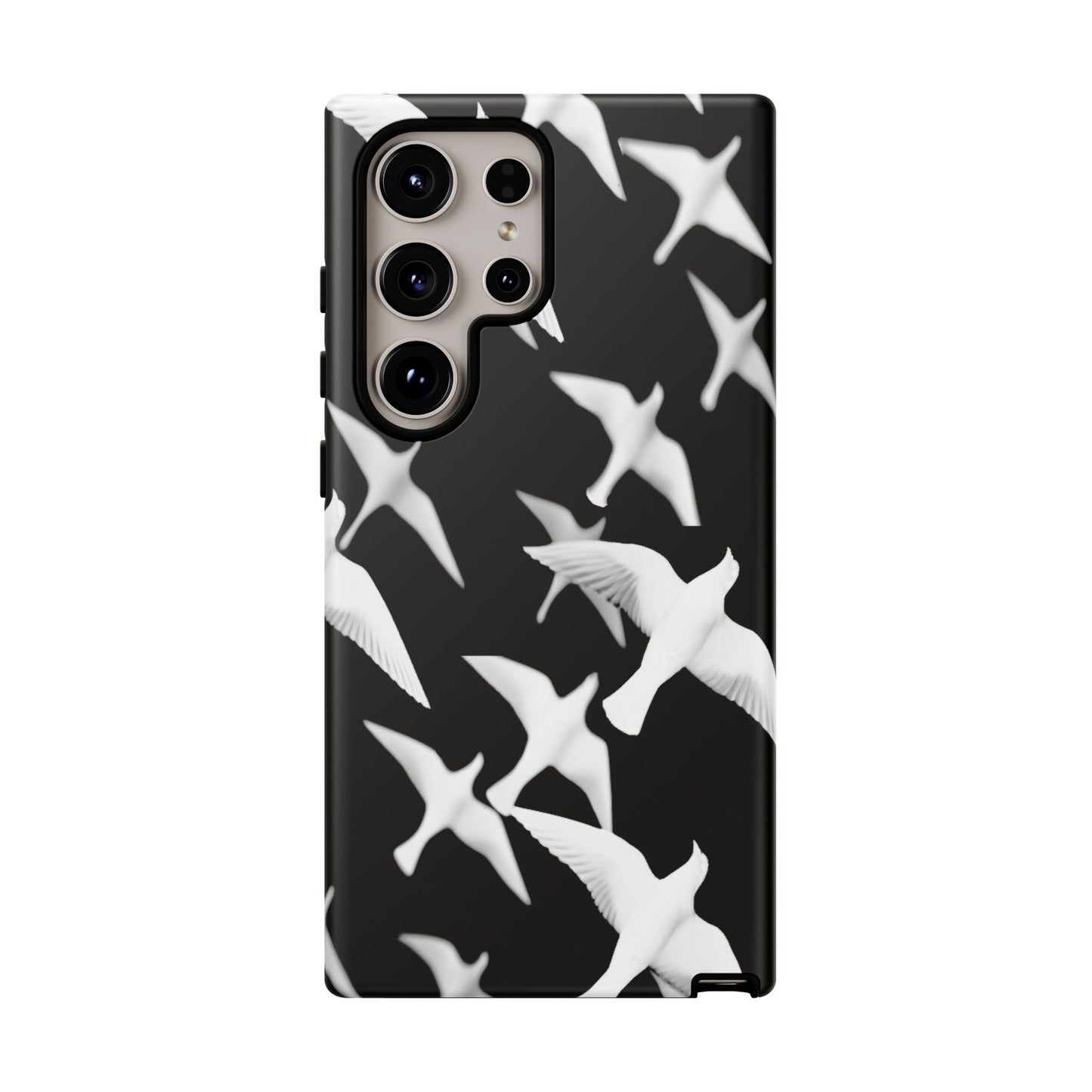 Smith & Raven | Flock of Seagulls Tough Case | Black w/White Bird Pattern | Phone Case