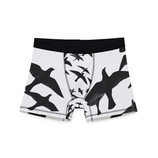 Smith & Raven | Flock of Seagulls Men's Boxers | White w/Black Birds