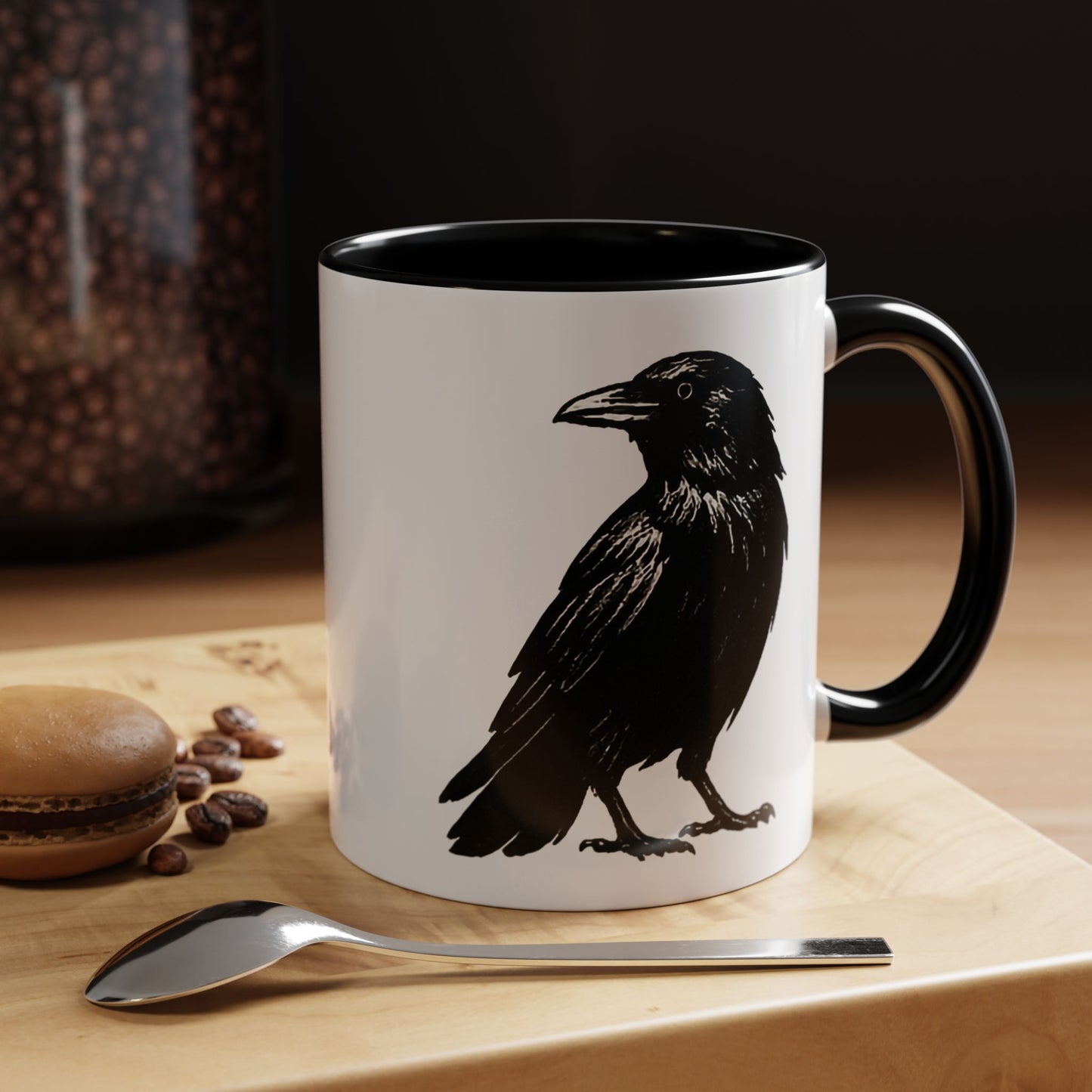 Smith & Raven | Black Raven Illustration | Accent Color Mugs | 11oz, 15oz