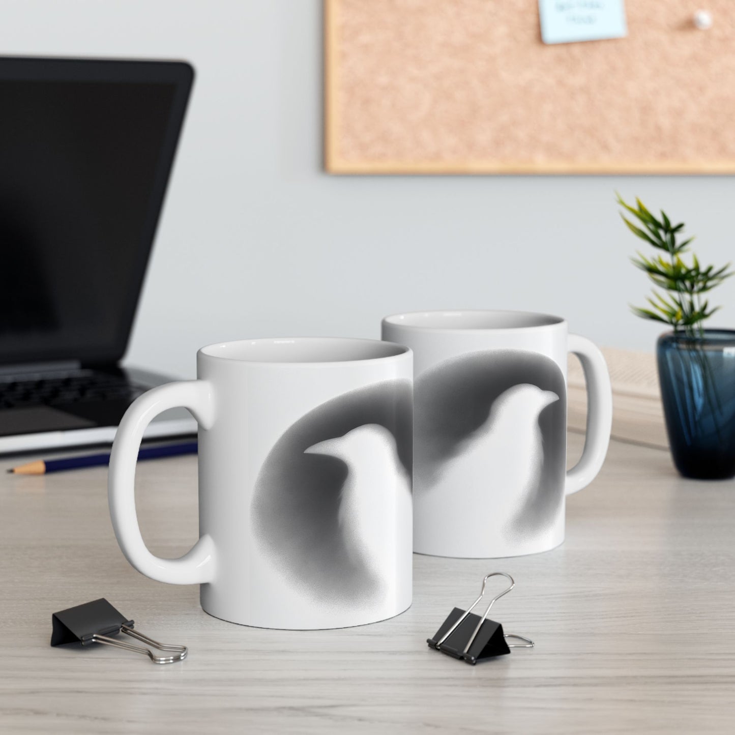 Smith & Raven | Ghostly Raven Silhouette | White Ceramic Mug | 11oz, 15oz