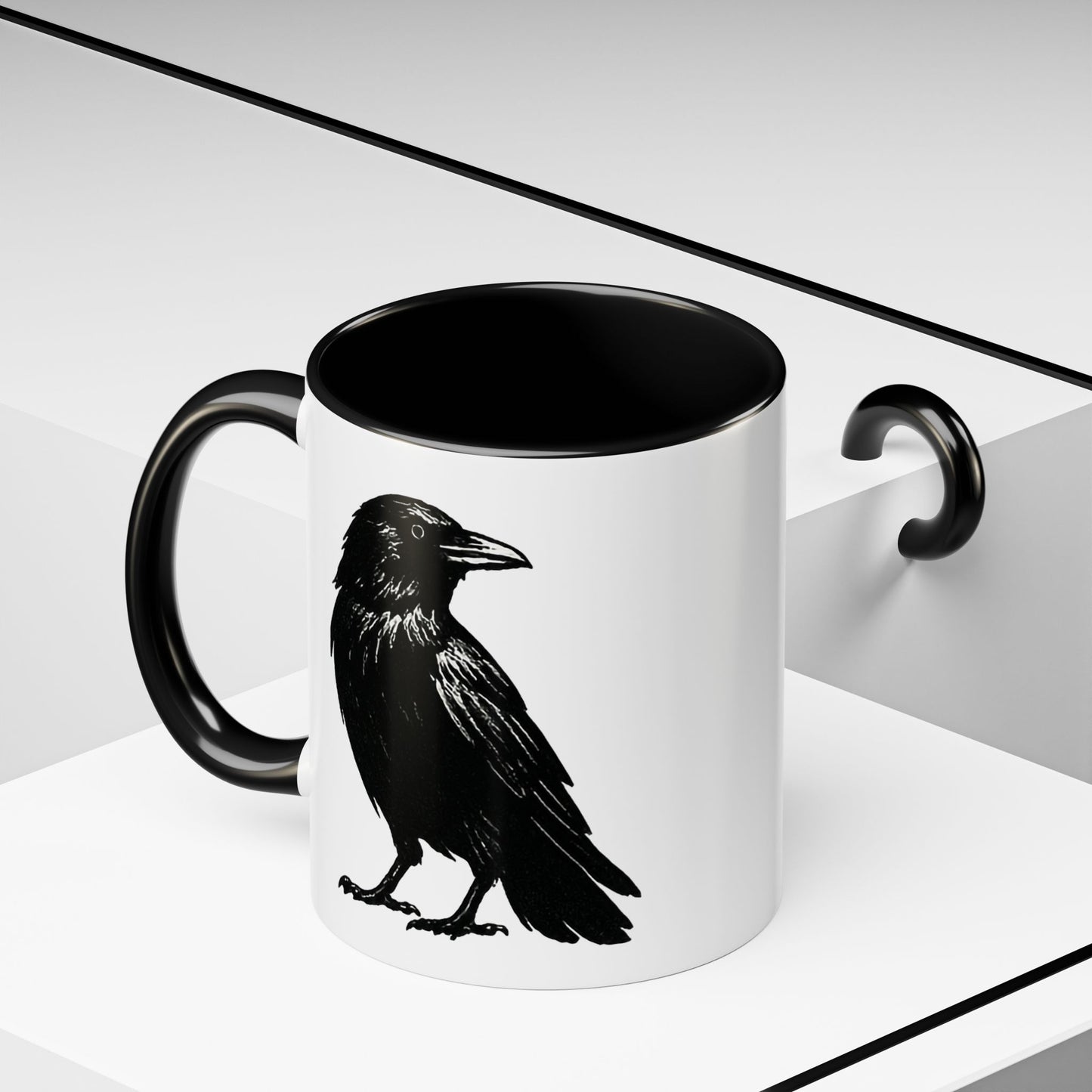 Smith & Raven | Black Raven Illustration | Accent Color Mugs | 11oz, 15oz