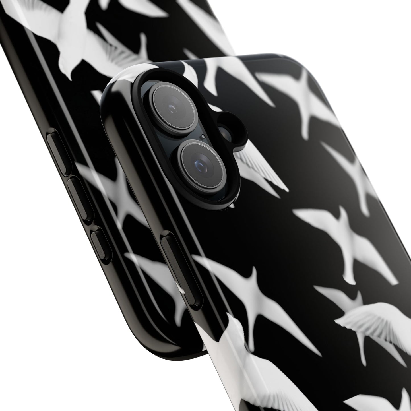 Smith & Raven | Flock of Seagulls Tough Case | Black w/White Bird Pattern | Phone Case