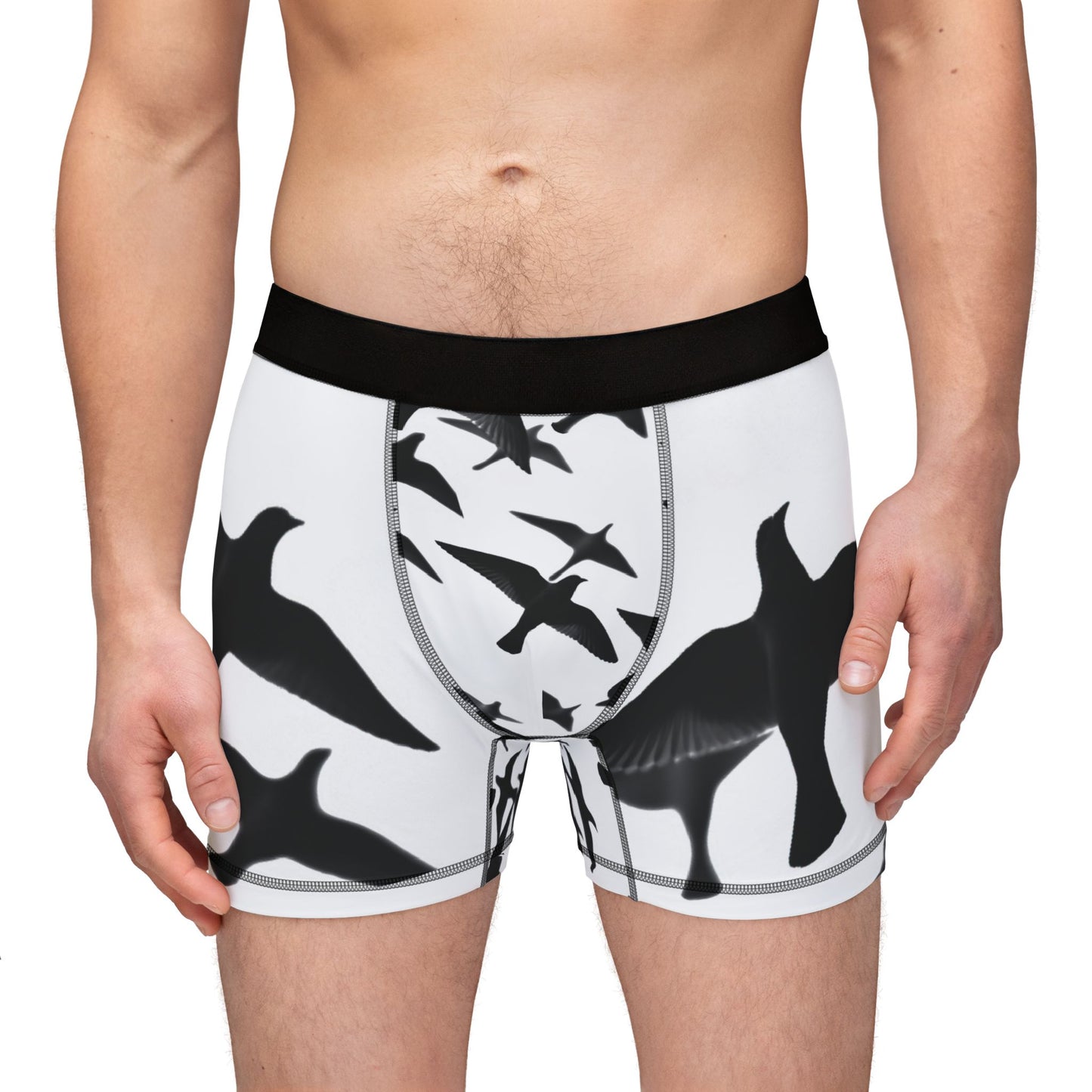 Smith & Raven | Flock of Seagulls Men's Boxers | White w/Black Birds