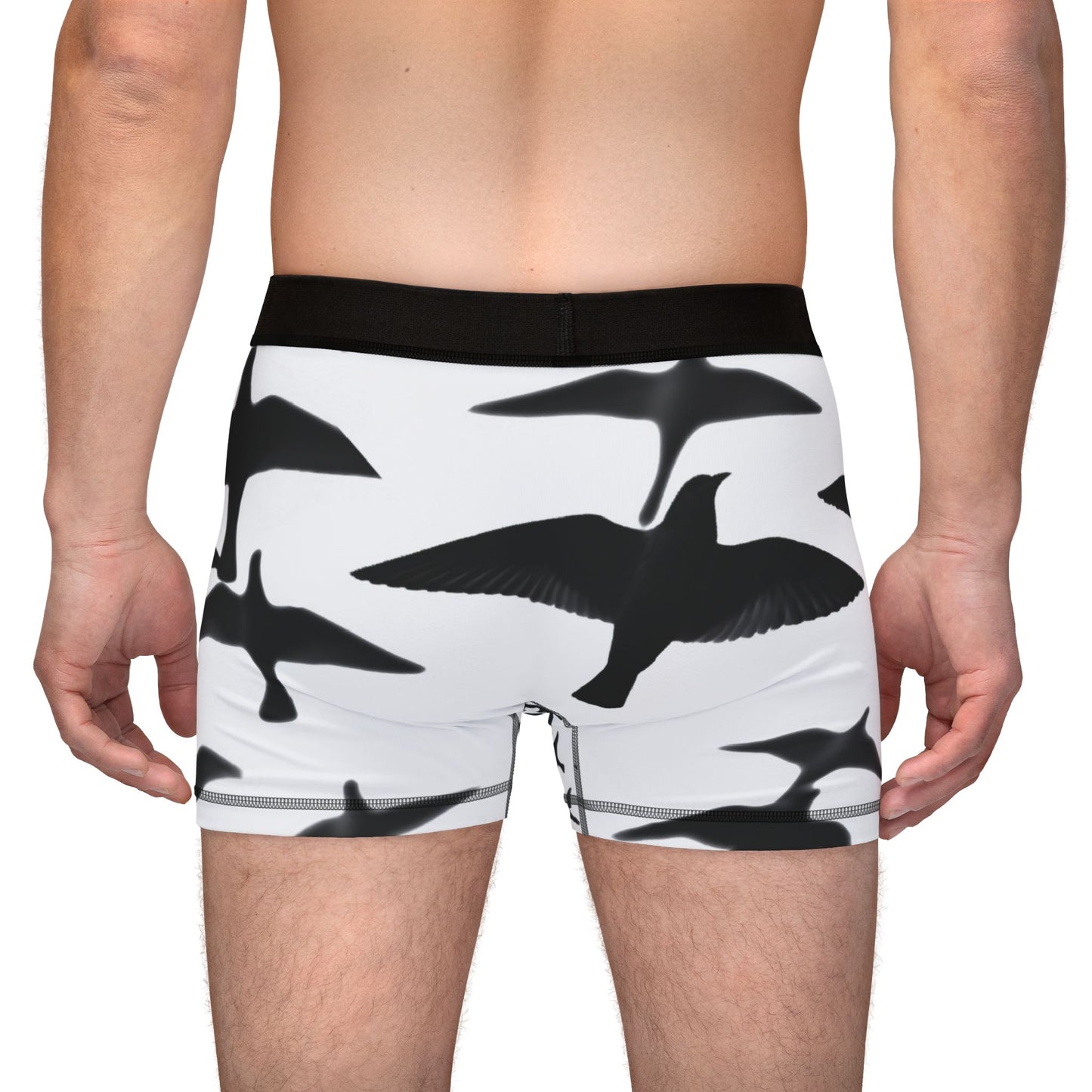 Smith & Raven | Flock of Seagulls Men's Boxers | White w/Black Birds