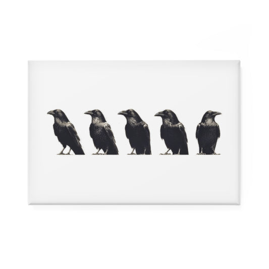 Smith & Raven | Row of Ravens | Rectangle Bird Illustration Magnet