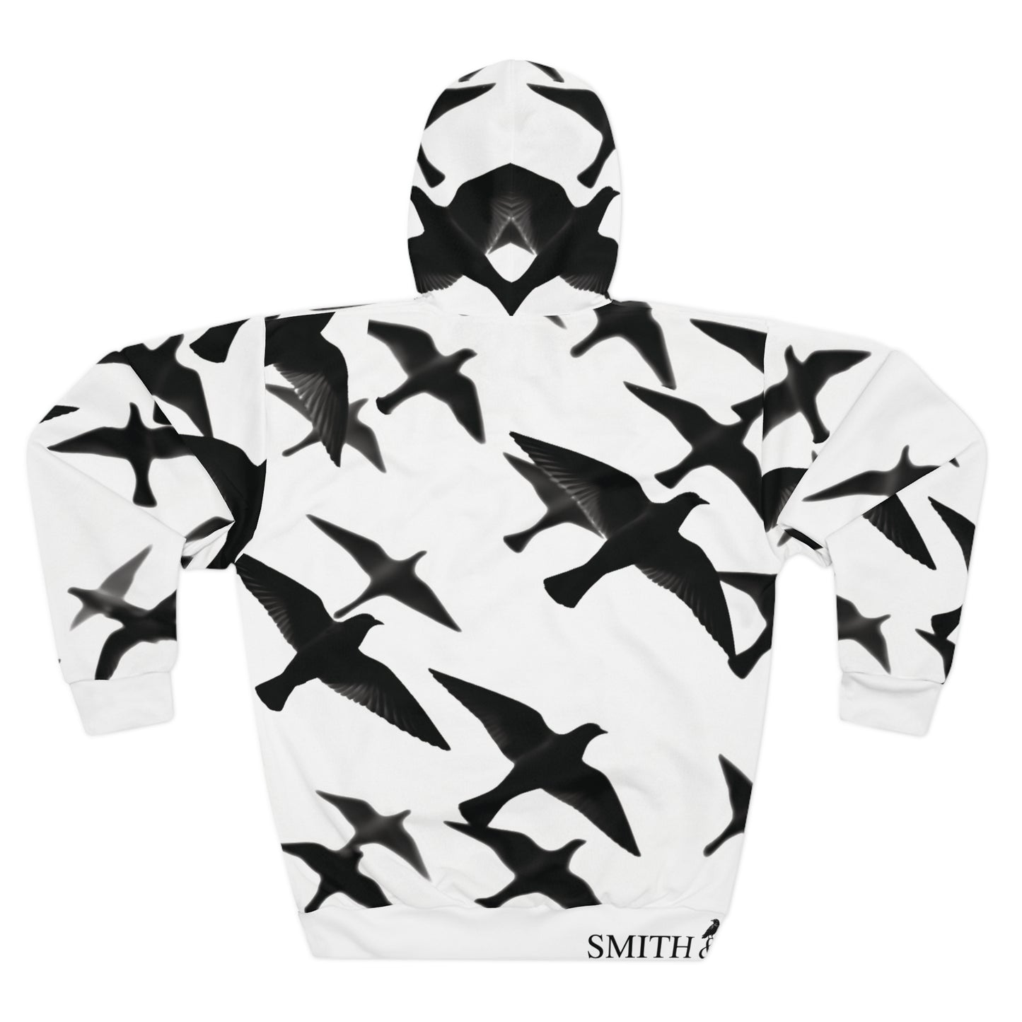 Smith & Raven | Flock of Seagulls Hoodie | White w/Black Birds