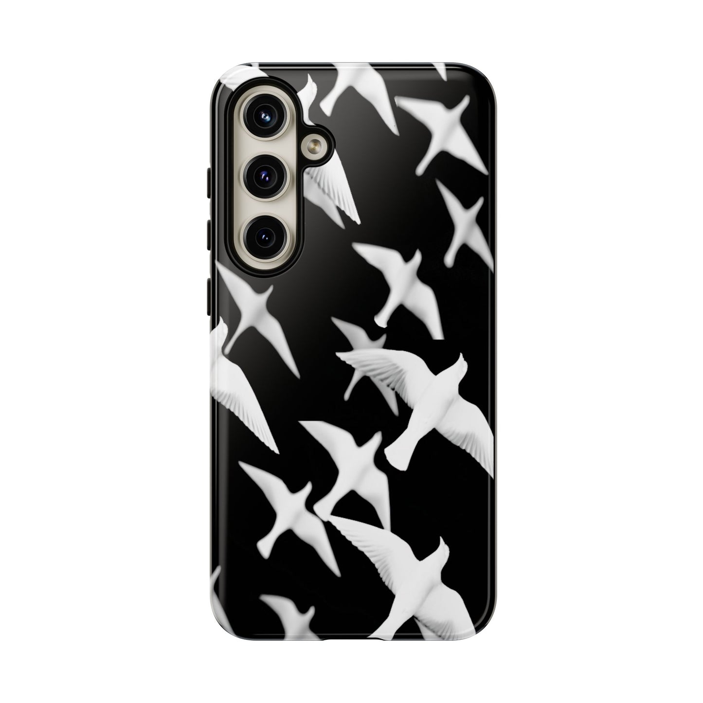 Smith & Raven | Flock of Seagulls Tough Case | Black w/White Bird Pattern | Phone Case