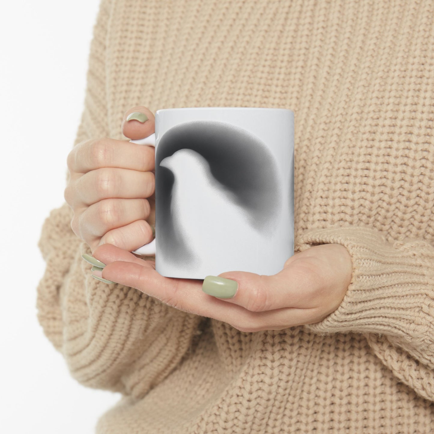 Smith & Raven | Ghostly Raven Silhouette | White Ceramic Mug | 11oz, 15oz