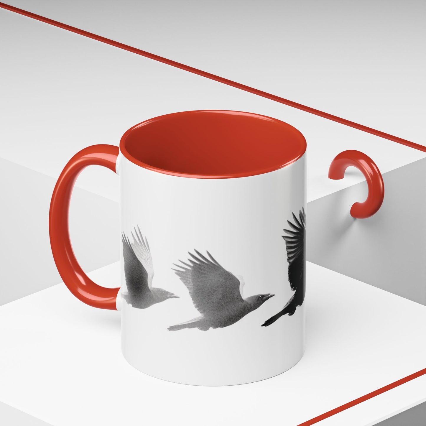 Smith & Raven | Flying Ravens Mug | Accent Color Mugs | 11oz 15oz