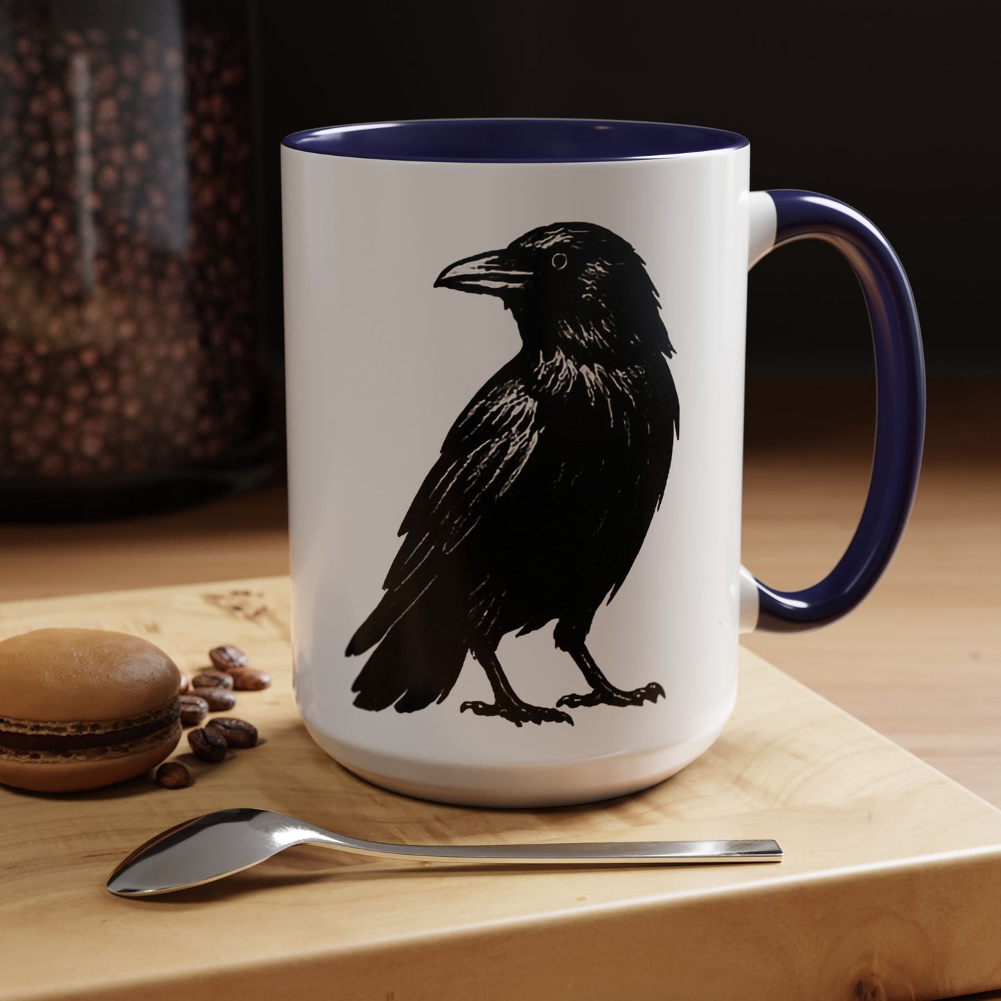 Smith & Raven | Black Raven Illustration | Accent Color Mugs | 11oz, 15oz