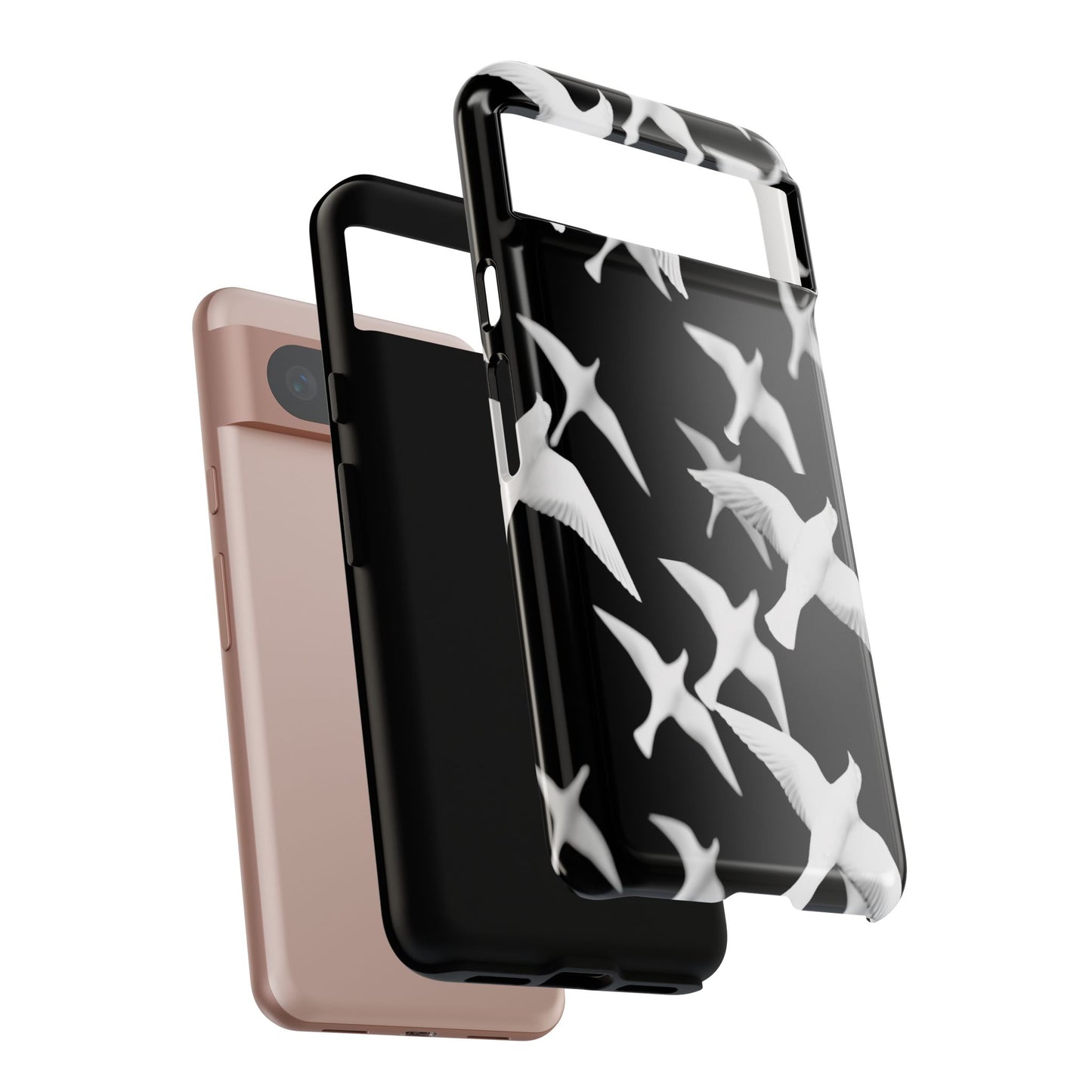 Smith & Raven | Flock of Seagulls Tough Case | Black w/White Bird Pattern | Phone Case