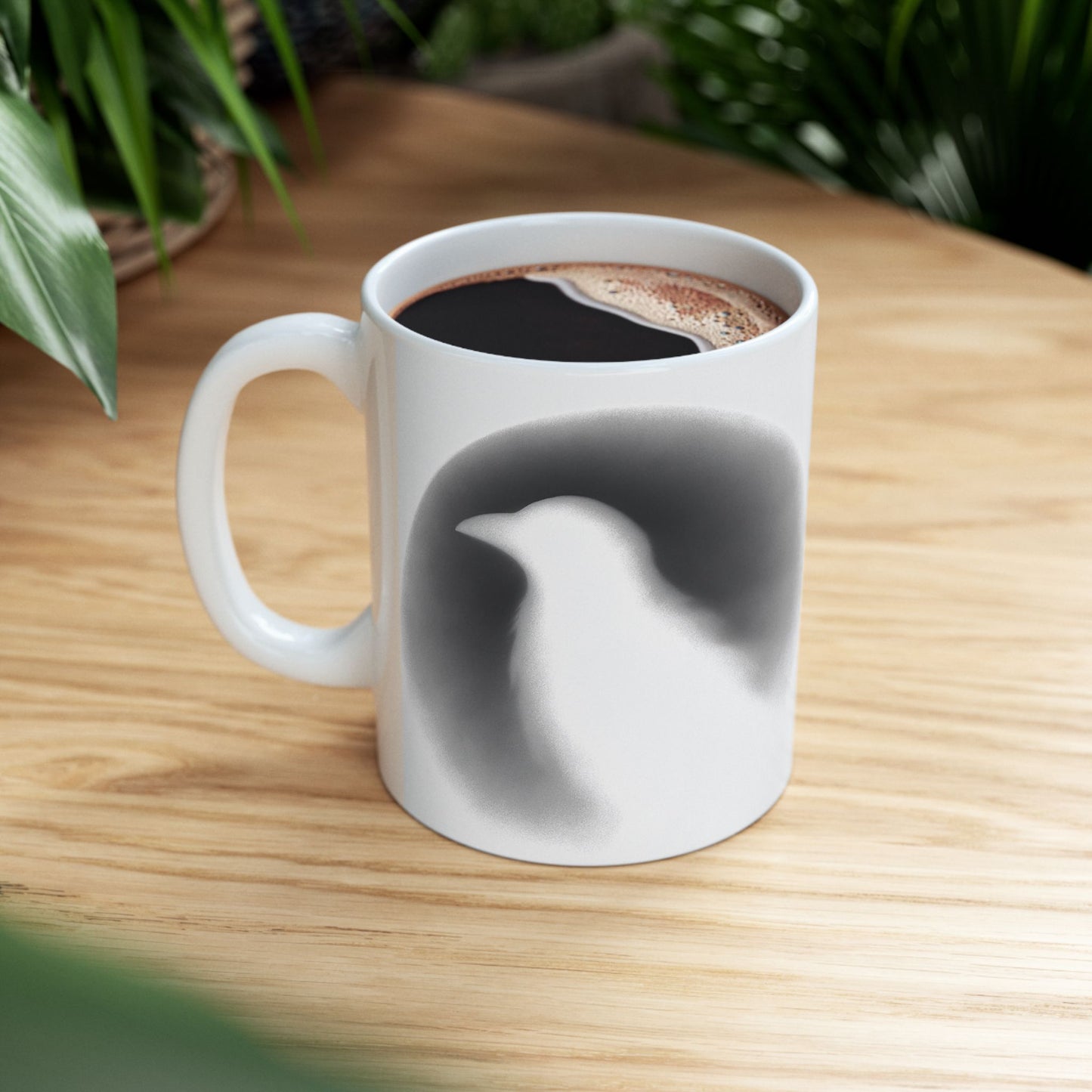 Smith & Raven | Ghostly Raven Silhouette | White Ceramic Mug | 11oz, 15oz