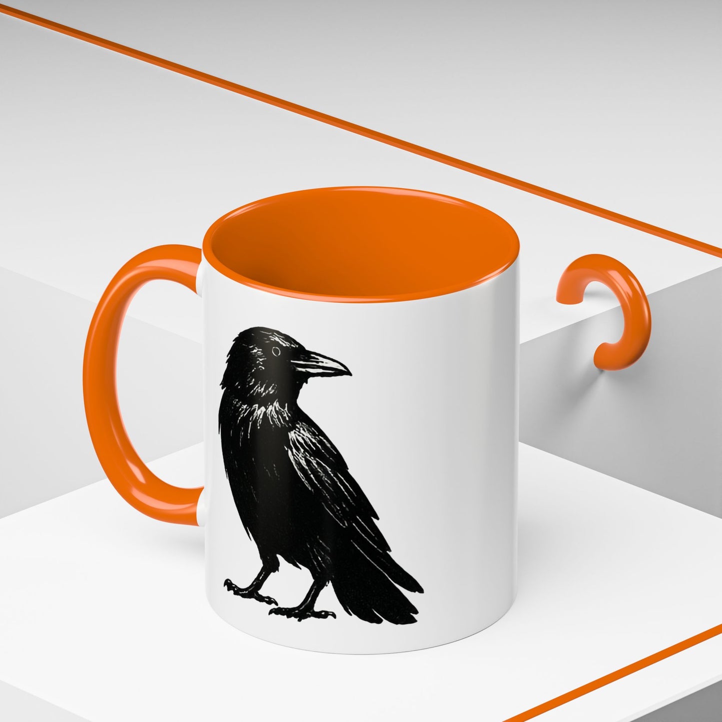 Smith & Raven | Black Raven Illustration | Accent Color Mugs | 11oz, 15oz