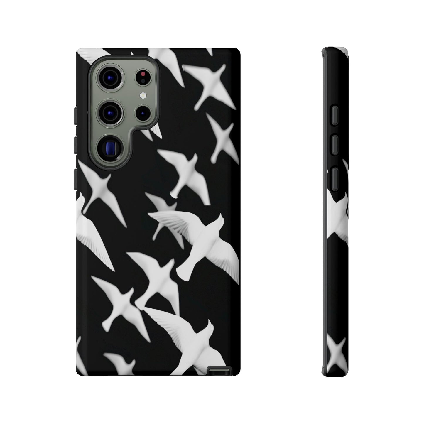 Smith & Raven | Flock of Seagulls Tough Case | Black w/White Bird Pattern | Phone Case