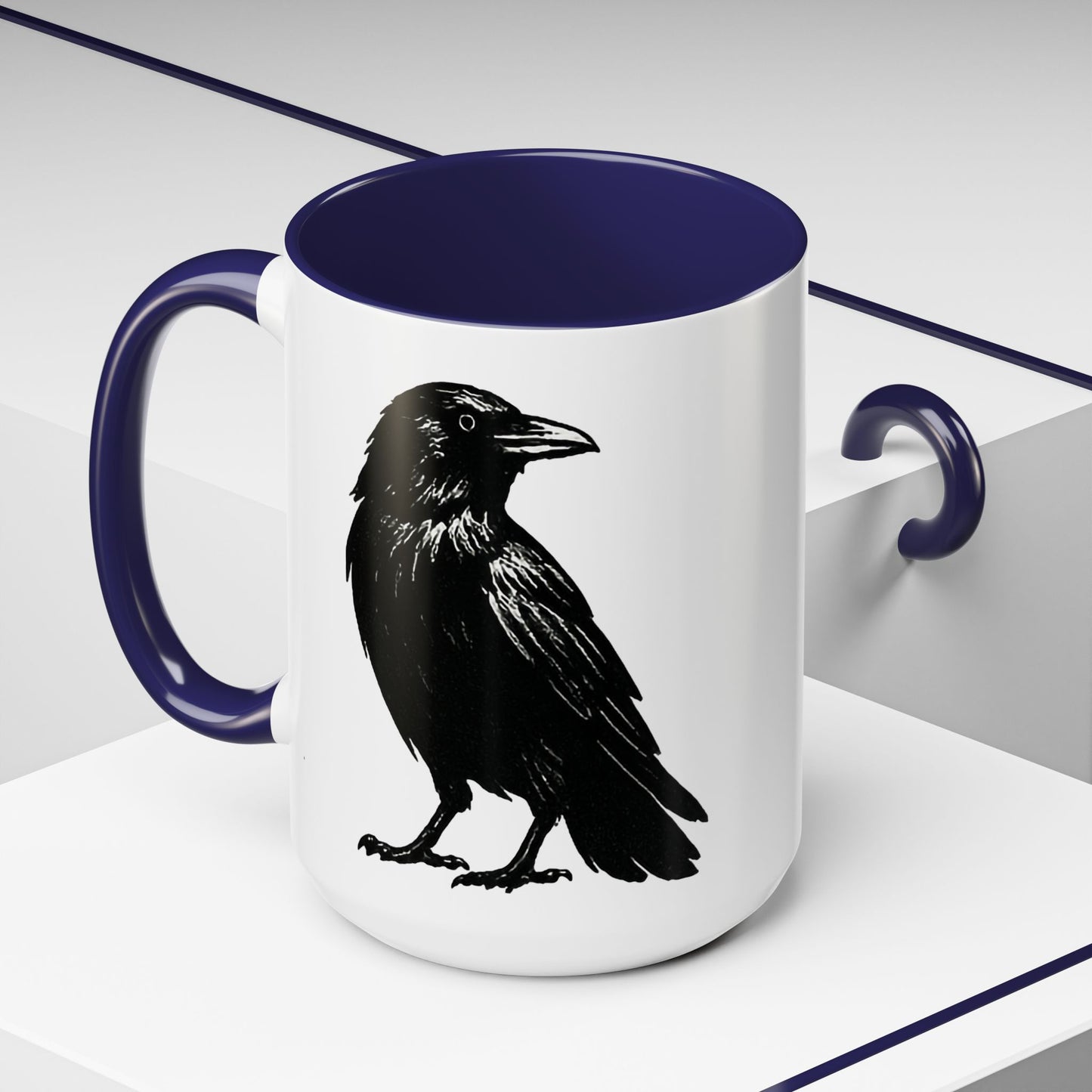 Smith & Raven | Black Raven Illustration | Accent Color Mugs | 11oz, 15oz
