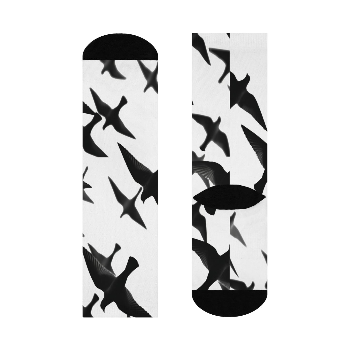 Smith & Raven | Flock of Seagulls Cushioned Crew Socks | White w/Black Bird Pattern