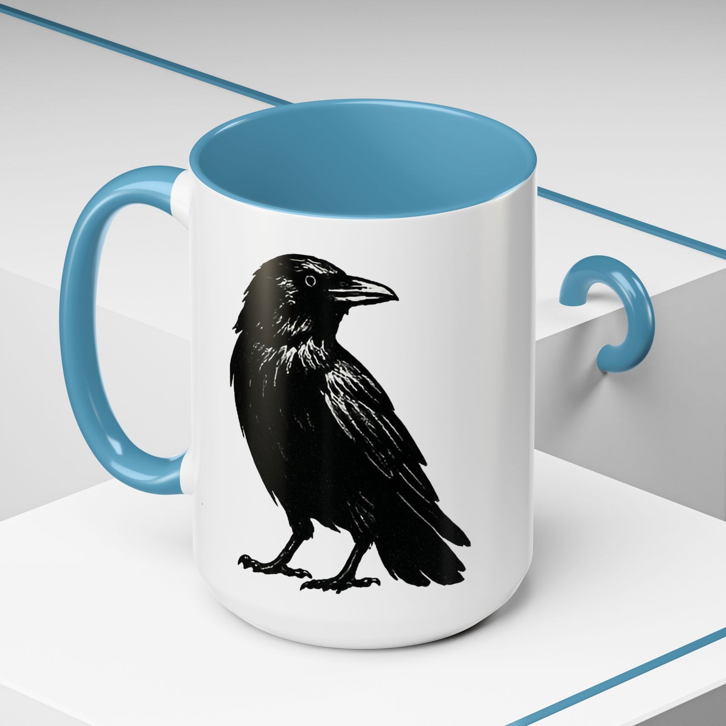 Smith & Raven | Black Raven Illustration | Accent Color Mugs | 11oz, 15oz