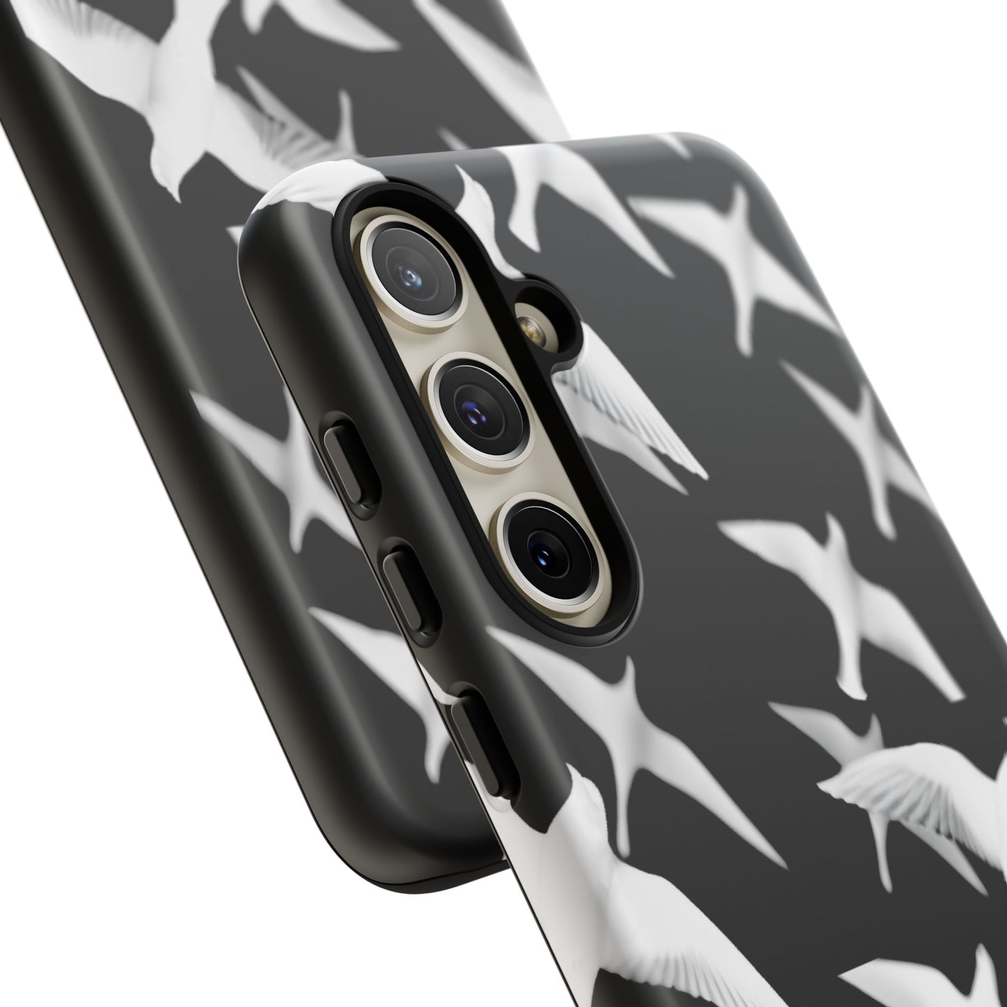 Smith & Raven | Flock of Seagulls Tough Case | Black w/White Bird Pattern | Phone Case