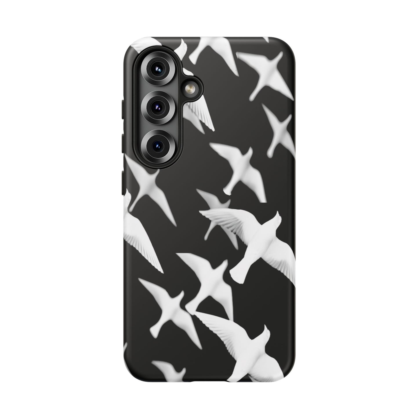 Smith & Raven | Flock of Seagulls Tough Case | Black w/White Bird Pattern | Phone Case