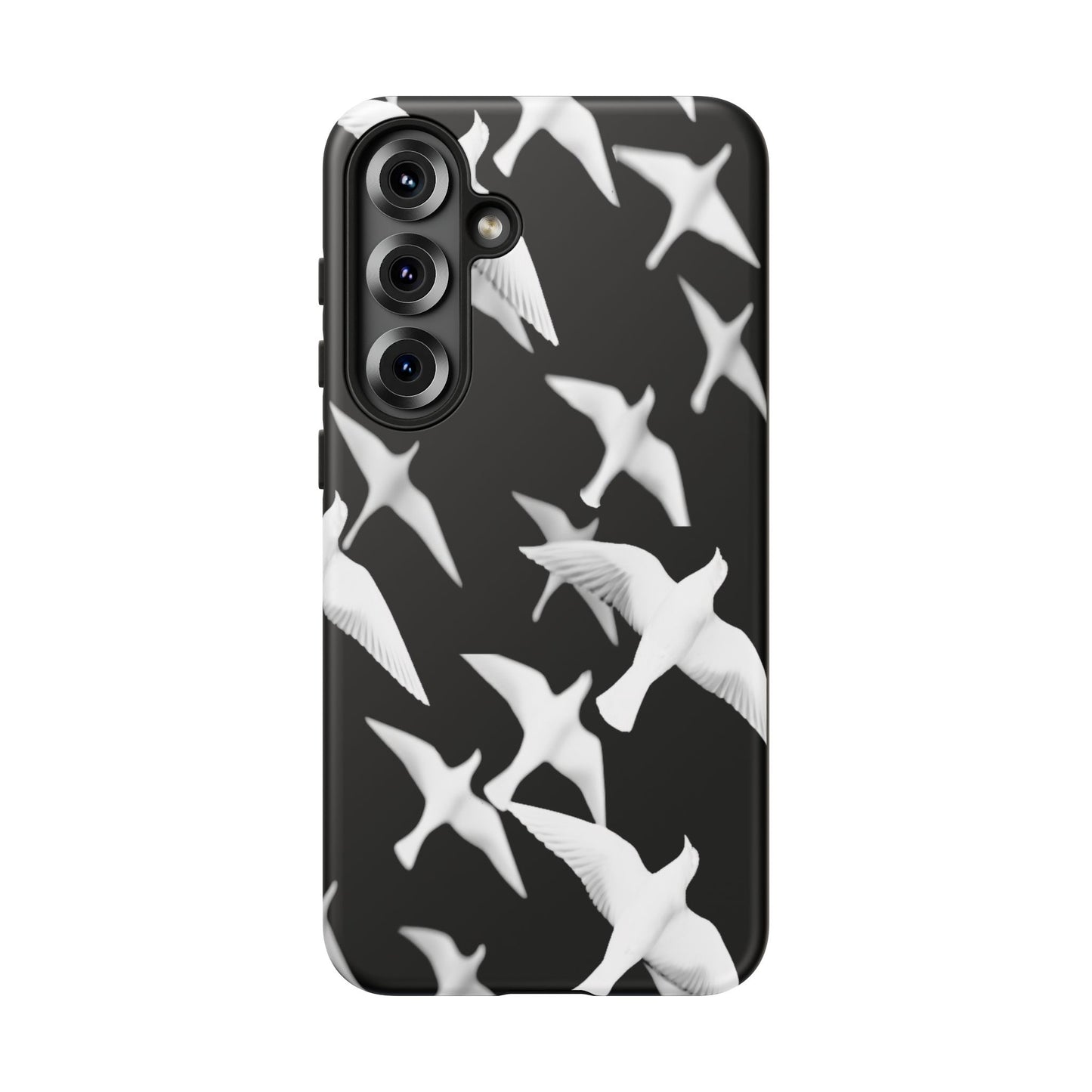 Smith & Raven | Flock of Seagulls Tough Case | Black w/White Bird Pattern | Phone Case