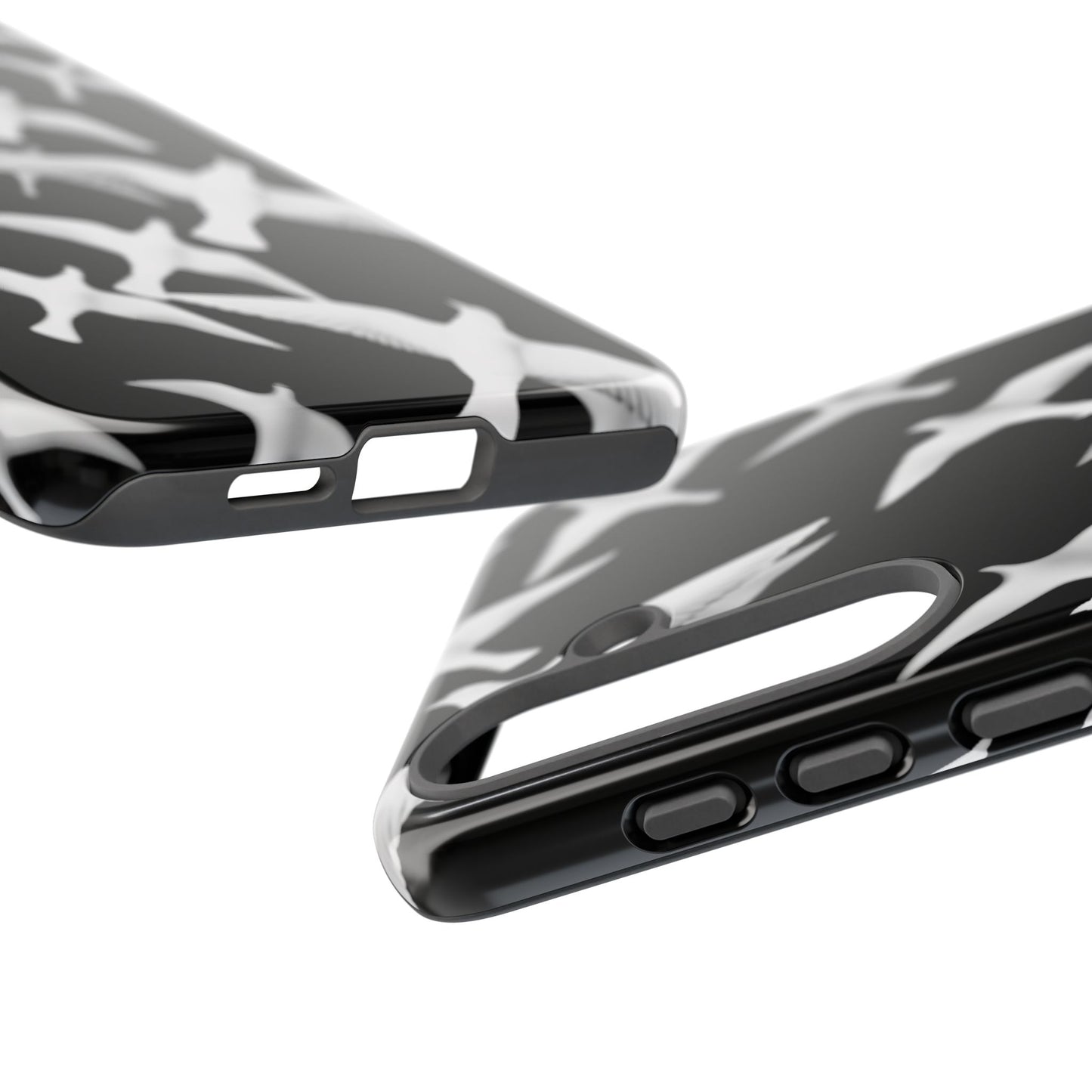 Smith & Raven | Flock of Seagulls Tough Case | Black w/White Bird Pattern | Phone Case