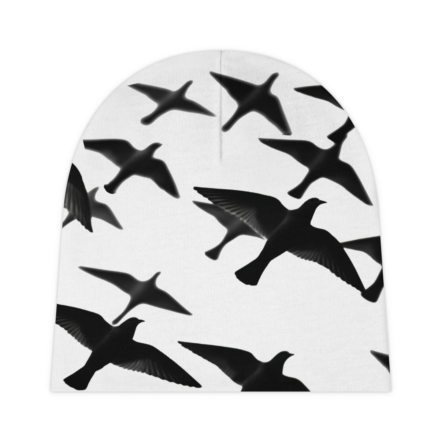 Smith & Raven | Flock of Seagulls Baby Beanie | White w/Black Birds