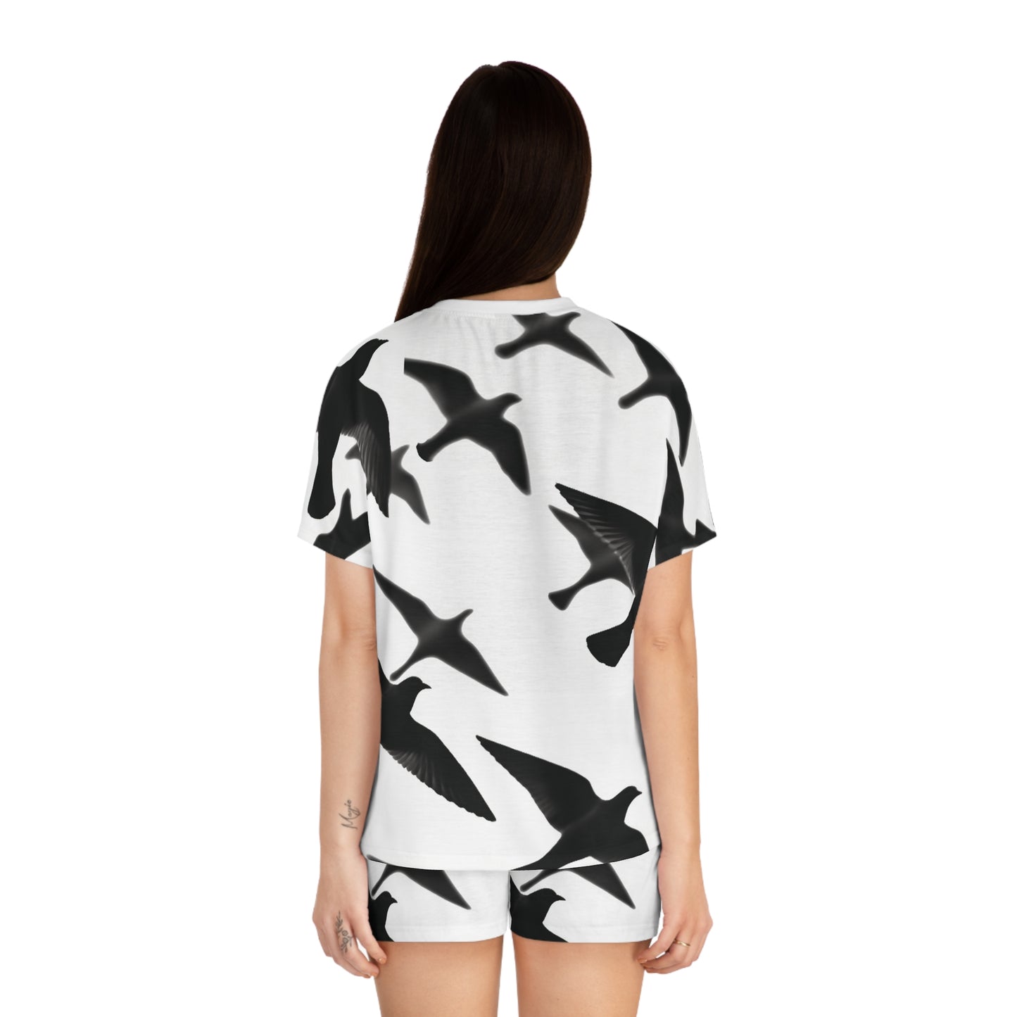 Smith & Raven | Flock of Seagulls Women's Short Pajama Set | White w/Black Birds