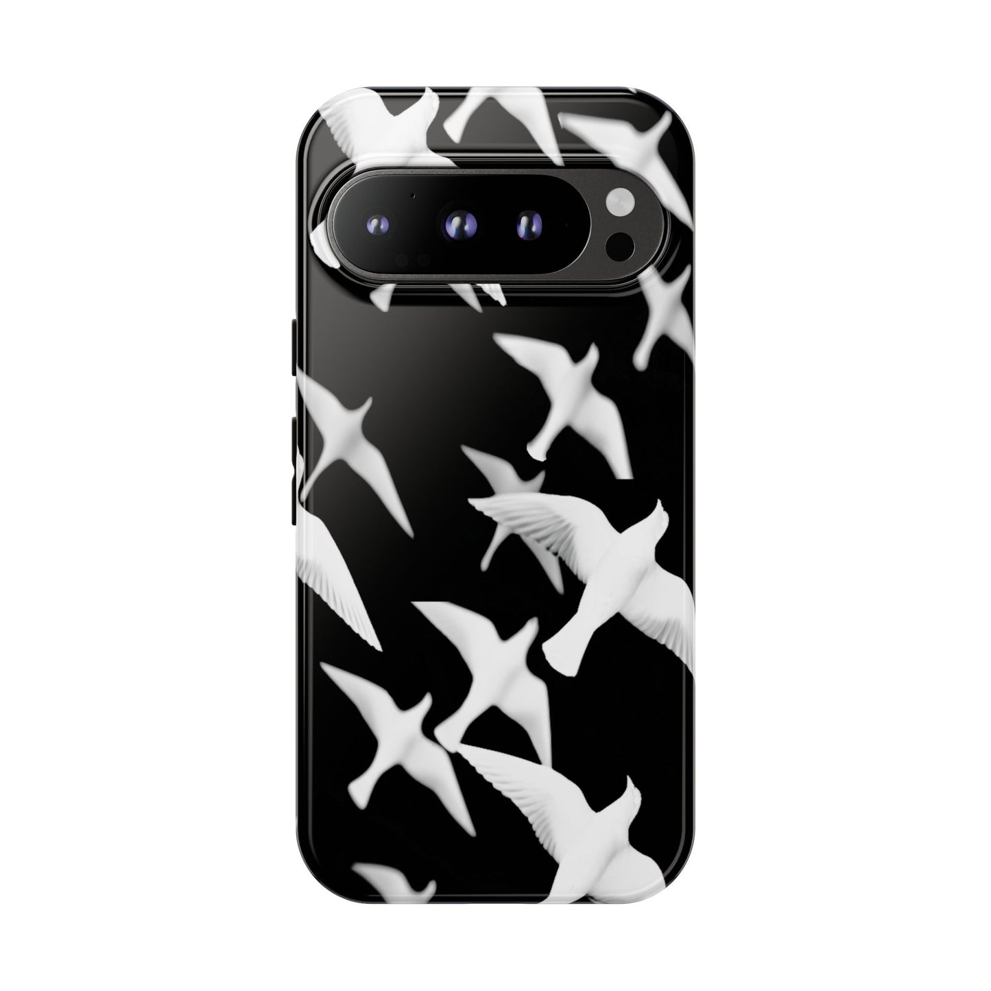 Smith & Raven | Flock of Seagulls Tough Case | Black w/White Bird Pattern | Phone Case